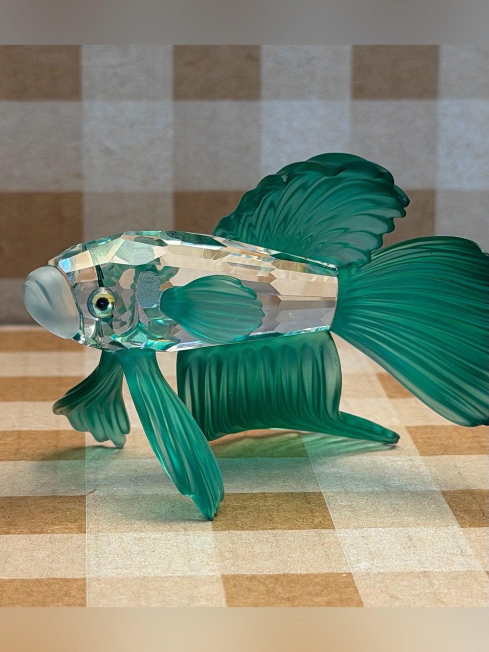 Swarovski Crystal Siamese Fighting Fish Green Figurine *Does Not Include Box
